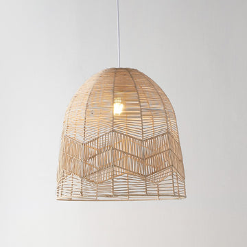 Sofia 17.5" Farmhouse Coastal Rattan 180" Cord Plug-In or Hardwired LED Pendant - JONATHAN Y